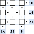 Zahlenrätsel 3x3: Logik Addition online knobeln