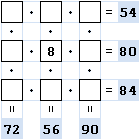 Zahlenrätsel 3x3: Multiplikation online knobeln